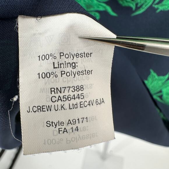 J.Crew Ruffle Crew Neck Top WMN 4 Navy Blue/Green Beanstalk Stripe A9171 Blouse - Picture 9 of 11